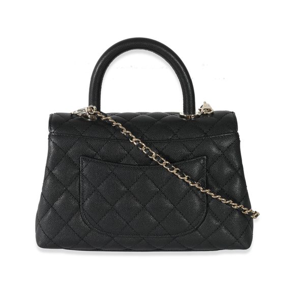 Chanel Black Caviar Quilted Small Coco Top Handle Flap Bag - Picture 3 of 8